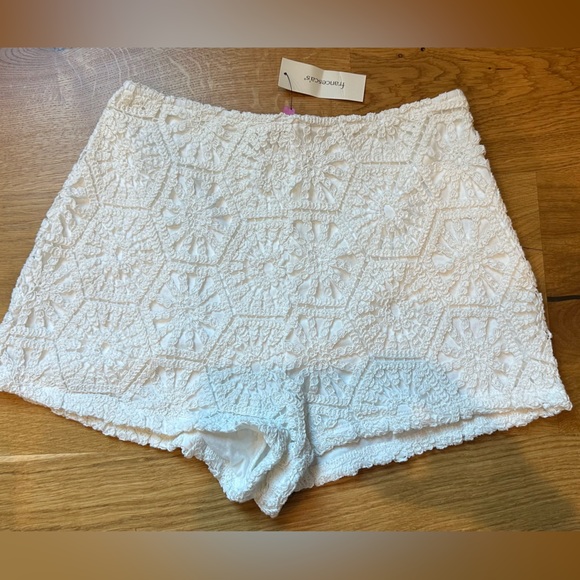 Francesca's Collections Pants - Mi Ami Crochet Ivory Shorts